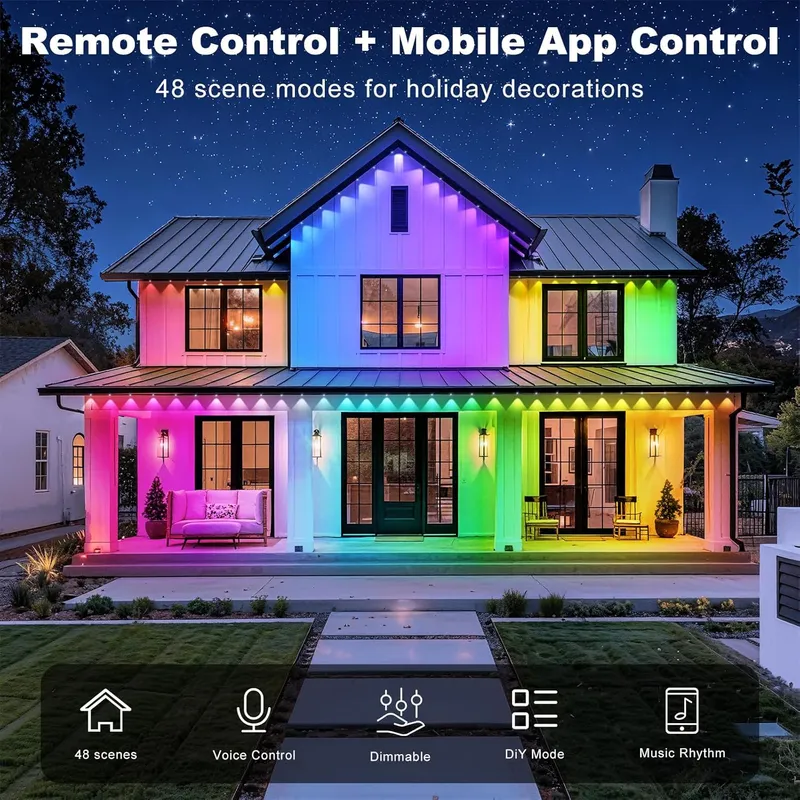 RCUICA 300FT Permanent Outdoor Lights Waterproof with Smart App Control Remote